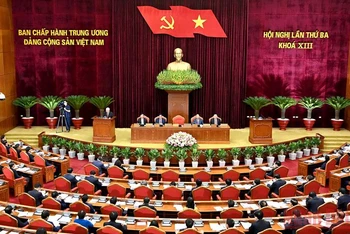 Toàn cảnh phiên khai mạc Hội nghị lần thứ 3 Ban Chấp hành Trung ương Đảng khóa XIII của Đảng Cộng sản Việt Nam.