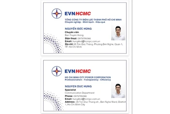 Mẫu thông tin, hình ảnh về danh thiếp điện tử của EVNHCMC.