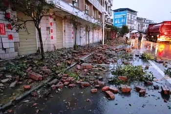Hiện trường động đất tại huyện Lô. (Ảnh: Cục Địa chấn tỉnh Tứ Xuyên)