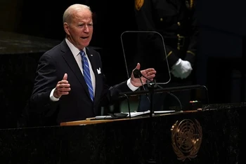 Tổng thống Mỹ Joe Biden phát biểu tại phiên họp chung cấp cao của Đại hội đồng Liên hợp quốc khoá 76 ở New York, ngày 21/9/2021. (Ảnh: Reuters)