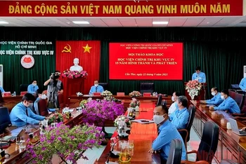 Quang cảnh hội thảo tại Học viện Chính trị khu vực IV, TP Cần Thơ.