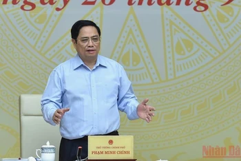 Thủ tướng Phạm Minh Chính phát biểu ý kiến tại hội nghị. (Ảnh: TRẦN HẢI)