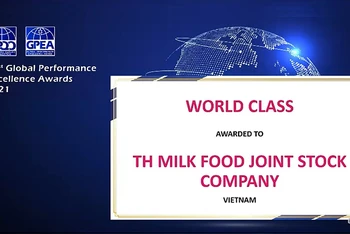TH đạt hạng mục cao nhất mang tên World Class của Giải thưởng chất lượng quốc tế châu Á - Thái Bình Dương 2021. 