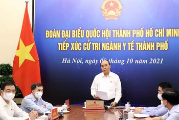 Chủ tịch nước Nguyễn Xuân Phúc phát biểu tại điểm cầu Hà Nội. (Ảnh: TTXVN)