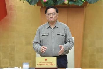 Thủ tướng Phạm Minh Chính phát biểu ý kiến tại cuộc họp.