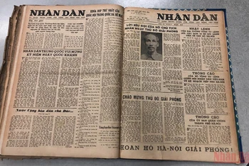 Trang báo Nhân Dân có in Lời kêu gọi của Chủ tịch Hồ Chí Minh.