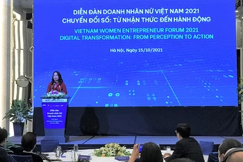 Phó Chủ tịch nước Võ Thị Ánh Xuân phát biểu ý kiến tại diễn đàn. 