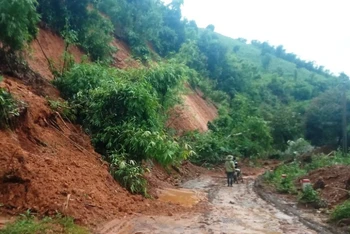 Sạt lở đất và ngập úng do mưa lũ tại huyện Krông Nô, tỉnh Đắk Nông.