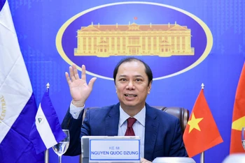 Thứ trưởng Ngoại giao Nguyễn Quốc Dũng trong Phiên tham khảo chính trị Việt Nam - Nicaragua. (Ảnh: Bộ Ngoại giao)