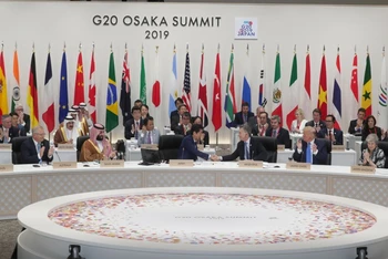 Phiên bế mạc Hội nghị thượng đỉnh G20 tại Nhật Bản, năm 2019. (Ảnh: Reuters)