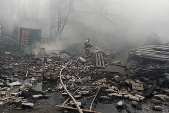 Ảnh: Hiện trường vụ cháy nổ sáng 22/10 tại Ryazan, LB Nga (Nguồn: TASS)
