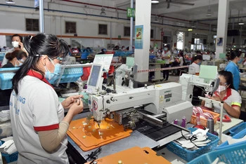 Sản xuất giày xuất khẩu tại Công ty ChingLuh (Khu công nghiệp Thuận Đạo, Long An). (Ảnh: Duy Linh)