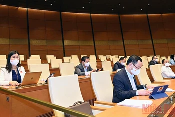 Các đại biểu Quốc hội dự phiên họp tại hội trường Diên Hồng. (Ảnh: DUY LINH)