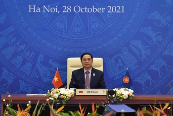 Thủ tướng Phạm Minh Chính dự Hội nghị cấp cao ASEAN - Ấn Độ. (Ảnh: TRẦN HẢI)