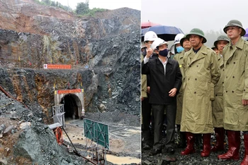 Phó Thủ tướng Lê Văn Thành kiểm tra thực địa công trường thi công dự án Nhà máy Thủy điện Hòa Bình mở rộng. Ảnh VGP