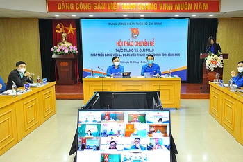 Toàn cảnh hội thảo từ đầu cầu Trung ương Đoàn Thanh niên Cộng sản Hồ Chí Minh (TP Hà Nội).