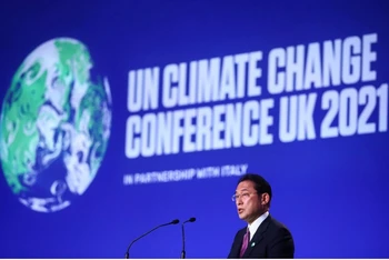 Thủ tướng Nhật Bản Kishida Fumio phát biểu tại COP26. (Ảnh: Reuters)