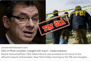 CEO Albert Bourla bị bắt vì lừa đảo là tin sai sự thật.