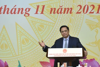 Thủ tướng Phạm Minh Chính phát biểu ý kiến kết luận. (Ảnh: Trần Hải)