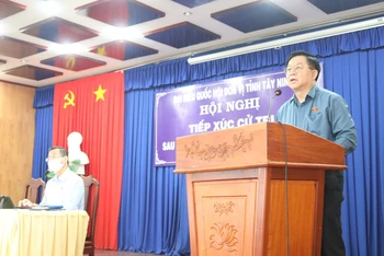 Đồng chí Nguyễn Trọng Nghĩa, Bí thư Trung ương Đảng, Trưởng Ban Tuyên giáo Trung ương, Đại biểu Quốc hội khóa XV đơn vị Tây Ninh, tiếp xúc cử tri tỉnh Tây Ninh.
