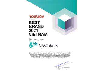 VietinBank lọt Top 5 thương hiệu tăng trưởng sức mạnh nhanh nhất Việt Nam 2021.