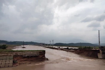 Tình trạng hư hỏng nghiêm trọng trên đập đầu mối và kênh chính bắc hệ thống thủy nông Đồng Cam. 