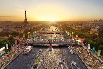 Khung cảnh sông Seine dự kiến trong Lễ khai mạc Olympic Paris 2024. (Ảnh: olympics.com)