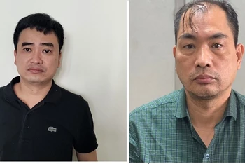 Hai bị can Phan Quốc Việt (trái) và Phạm Duy Tuyến bị khởi tố về tội Vi phạm quy định về đấu thầu gây hậu quả nghiêm trọng. (Ảnh: Bộ Công an)
