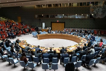 Hội đồng Bảo an thảo luận vấn đề hòa bình, an ninh quốc tế. Ảnh LIÊN HỢP QUỐC 