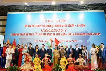 Các đại biểu tham dự Lễ kỷ niệm 50 năm thiết lập quan hệ ngoại giao Việt Nam-Ấn Độ tại Hà Nội. (Ảnh: Đinh Trường)