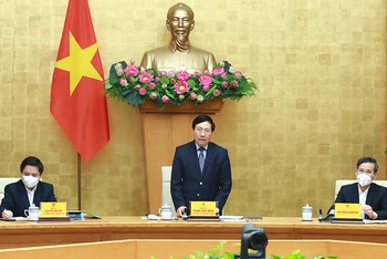 Phó Thủ tướng Thường trực Chính phủ Phạm Bình Minh phát biểu tại Hội nghị.