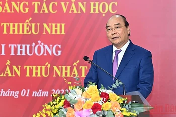 Chủ tịch nước Nguyễn Xuân Phúc phát biểu tại Lễ phát động. (Ảnh: ĐĂNG KHOA)