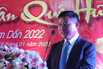 Đại sứ Nguyễn Huy Tăng phát biểu tại liên hoan mừng Xuân 2022. (Ảnh: Nguyễn Hiệp)