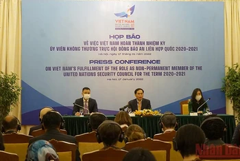 Bộ Ngoại giao thông tin về đóng góp nổi bật của Việt Nam tại Hội đồng Bảo an Liên hợp quốc. (Ảnh: Đinh Trường) 