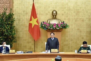 Thủ tướng Phạm Minh Chính chủ trì Phiên họp Chính phủ tháng 1/2022. (Ảnh: TRẦN HẢI)