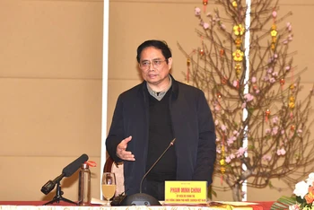 Thủ tướng Phạm Minh Chính chủ trì họp kiểm điểm tiến độ Dự án cao tốc Bắc-Nam phía Đông, giai đoạn 2017-2020. (Ảnh: TRẦN HẢI)