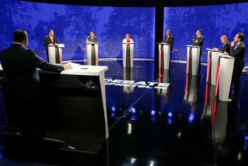 Các ứng cử viên tổng thống Costa Rica tranh luận trên truyền hình. (Ảnh: Reuters)