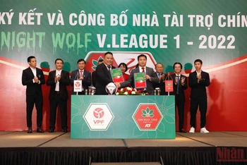 Công ty Cổ phần Sâm Ngọc Linh Kon Tum tài trợ cho V.League 1. (Ảnh: VFF)