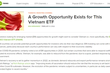 Trang ETF Trends của Mỹ nhấn mạnh, Việt Nam là điểm đến đầy hứa hẹn với các nhà đầu tư (Ảnh chụp màn hình). (Nguồn: Việt Nam và Thế giới)