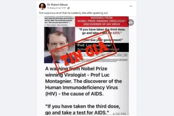 Ảnh chụp màn hình một bài đăng trên mạng xã hội Facebook đưa tin sai lệch về vaccine Covid-19.