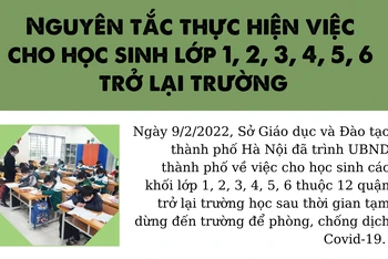 Nguyên tắc thực hiện việc cho học sinh các khối lớp 1, 2, 3, 4, 5, 6 thuộc 12 quận ở Hà Nội đi học trở lại