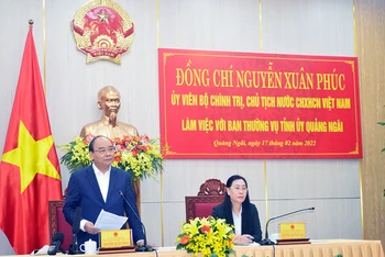 Chủ tịch nước Nguyễn Xuân Phúc phát biểu chỉ đạo tại buổi làm việc.