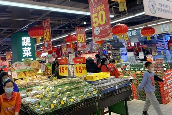 Một siêu thị ở thành phố Bắc Kinh, Trung Quốc. (Ảnh: Phương Thảo)