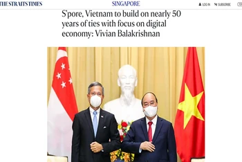 Bài viết về hợp tác Việt Nam-Singapore trên The Straits Times, ngày 23/2.