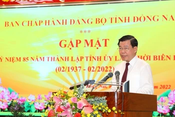 Đồng chí Bí thư Tỉnh ủy Đồng Nai Nguyễn Hồng Lĩnh phát biểu tại buổi gặp mặt.