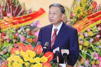 Đại tướng Tô Lâm, Ủy viên Bộ Chính trị, Bộ trưởng Công an, dự và phát biểu tại Lễ kỷ niệm.