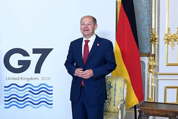 Ông Olaf Scholz tham dự một hội nghị của G9 tại Anh, năm 2021. (Ảnh: Reuters)