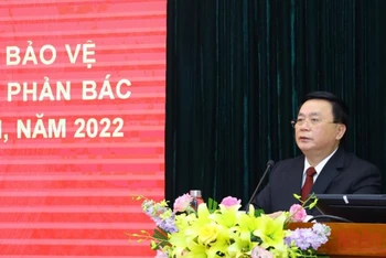 Đồng chí Nguyễn Xuân Thắng phát biểu tại lễ phát động cuộc thi.