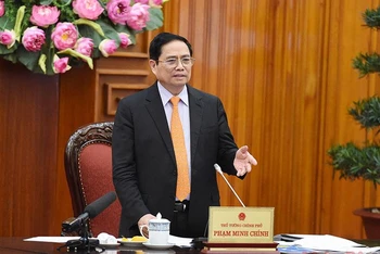 Thủ tướng Phạm Minh Chính phát biểu tại cuộc họp. (Ảnh: TRẦN HẢI)