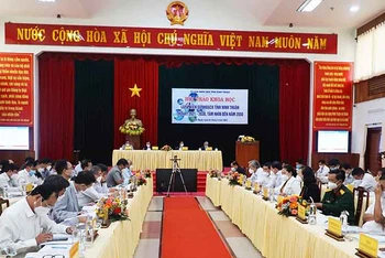 Quang cảnh Hội thảo khoa học lấy ý kiến “Quy hoạch tỉnh Ninh Thuận thời kỳ 2021-2030, tầm nhìn đến năm 2050”.